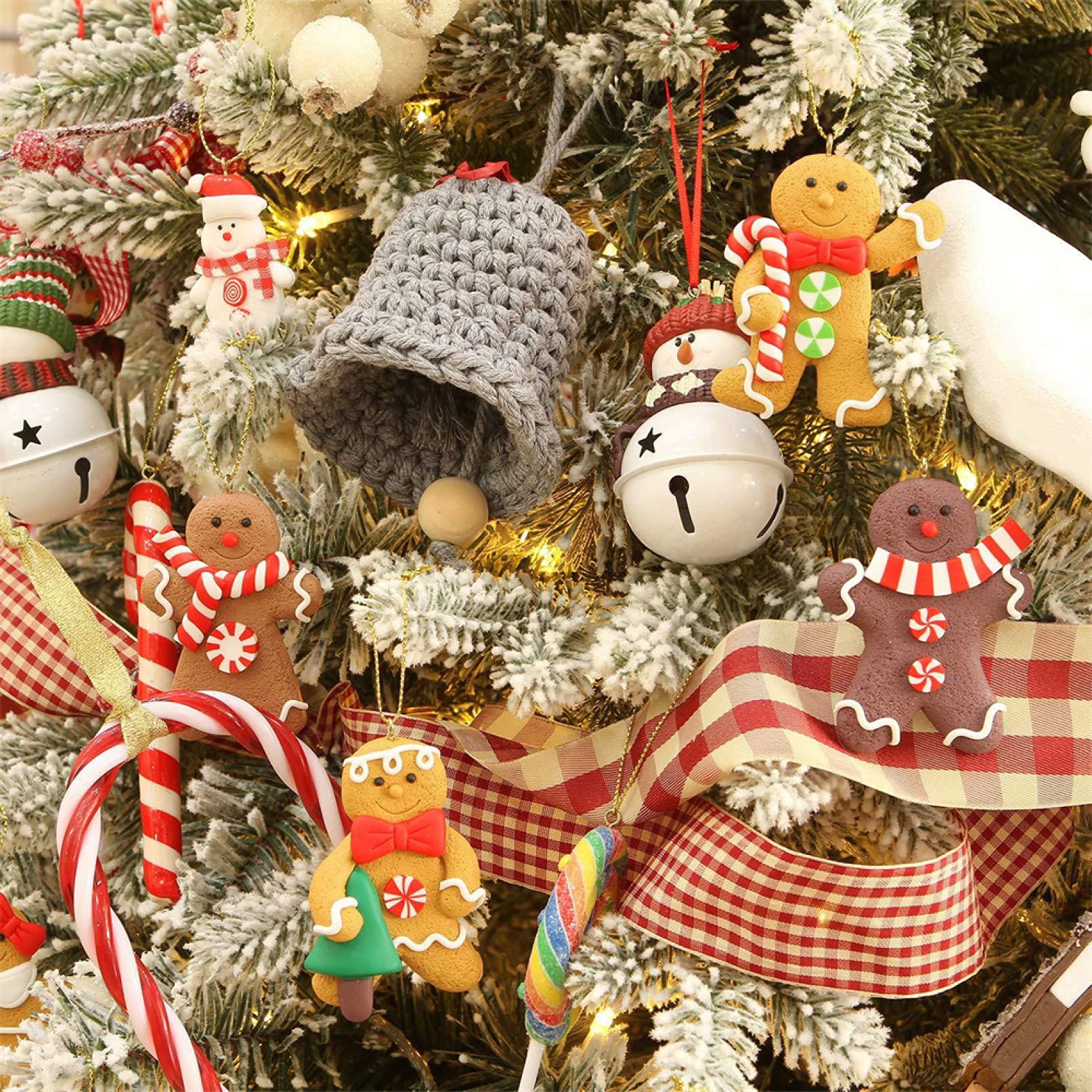12Pcs Gingerbread Man Christmas Tree Ornaments - Hanging Decorations for Xmas Party, Home Decor, Kids Gift (Perfect for Holiday Tree Decorating & Festive Party Supplies)
