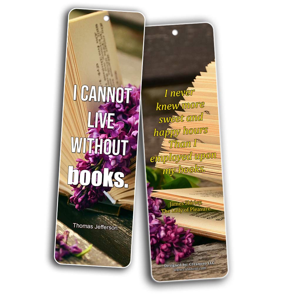 Creanoso Inspirational Avid Reader Bookmarks (12-Pack) - Premium Literary Quote Bookmark Gift Set for Book Lovers - 6 Unique Designs - Perfect for Reading, Book Clubs & Gifts