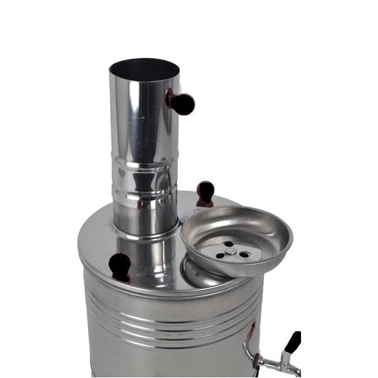 **Hakan Portable Turkish Samovar Tea Kettle – 4L (135.2 oz) Wood & Coal Fired Semaver Teapot for Camping, Picnic, Hunting & Outdoor Adventures – Black Handles – Perfect for Backpacking, Hiking & Off-Grid Living**