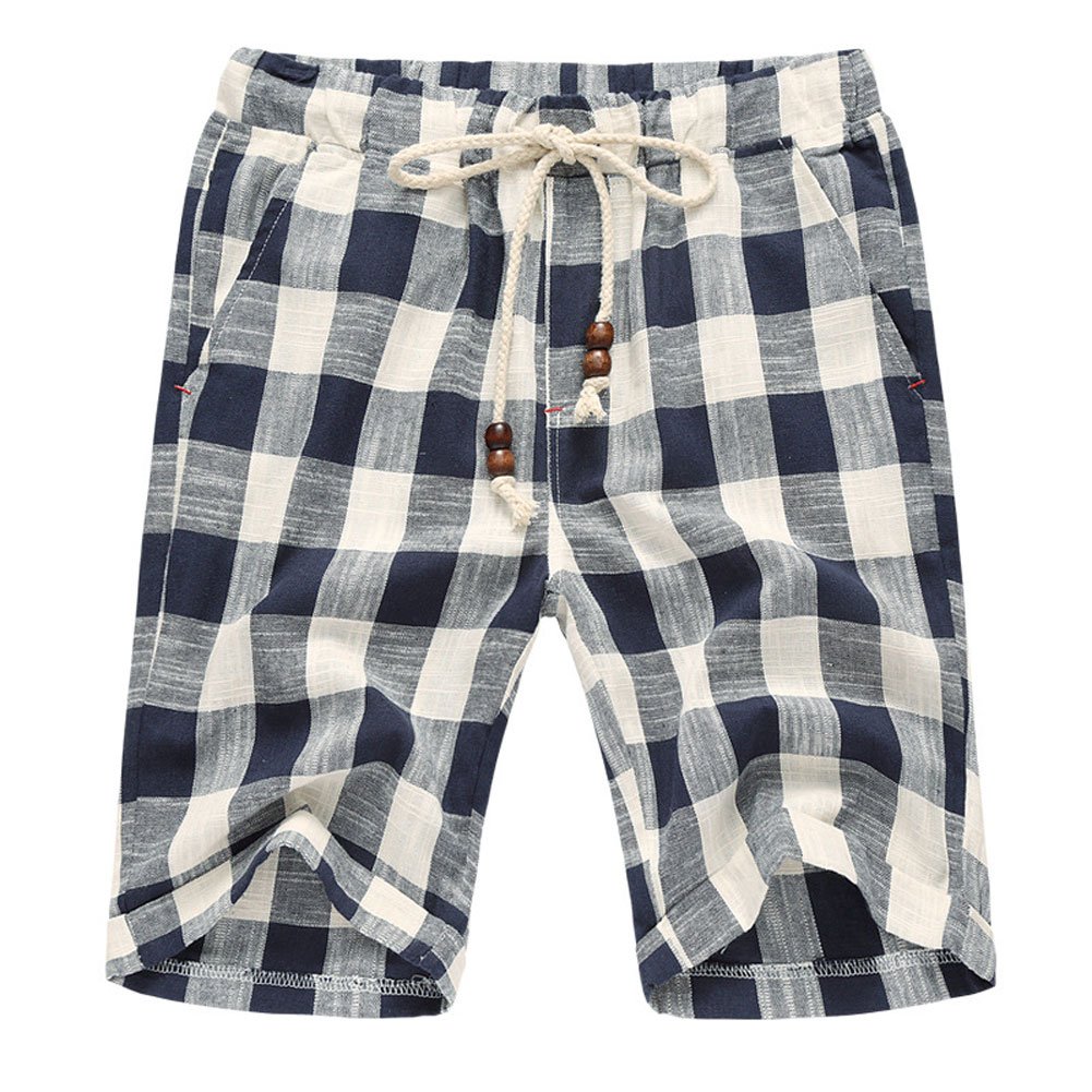 **Men's Linen Drawstring Beach Shorts - Striped Casual Summer Shorts for Men | Comfortable & Breathable for Swimming, Travel & Outdoor Activities**