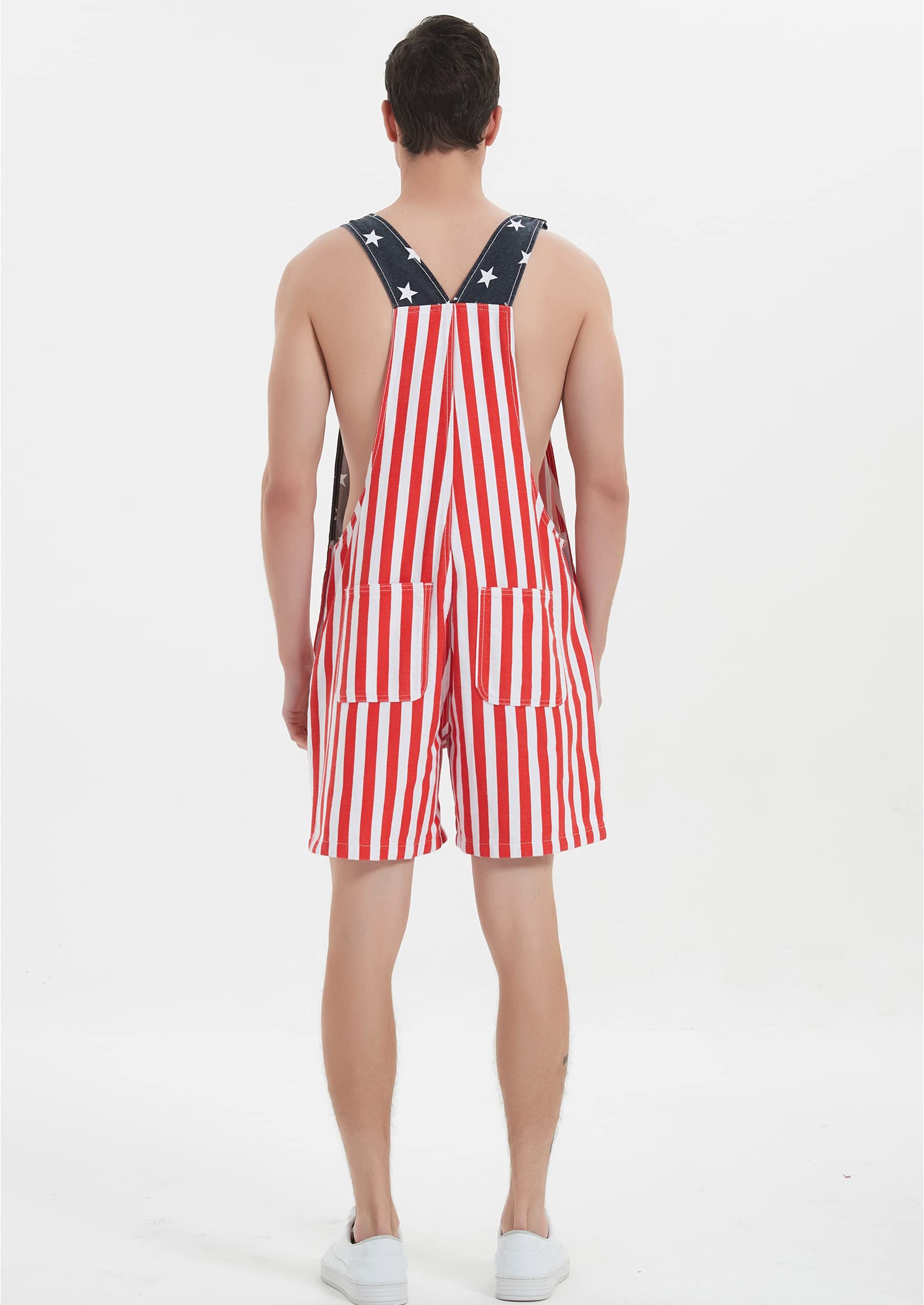American Flag Denim Overalls Shorts for Men & Women - Adjustable Strap Casual Romper Jumpsuit | Perfect for 4th of July, BBQ Parties & Patriotic Events
