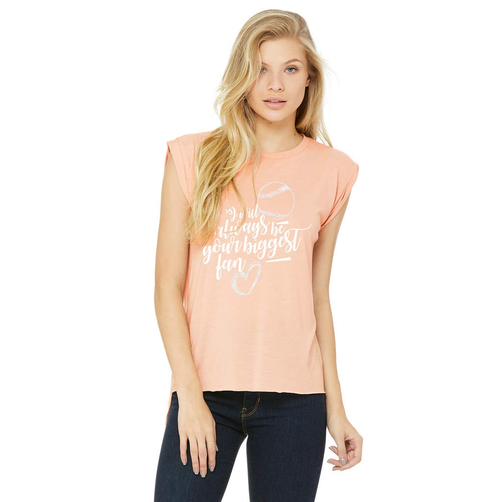NanyCrafts Women's Flowy Muscle Tee - 'I Will Always Be Your Biggest Fan' Graphic T-Shirt | Comfortable & Stylish Casual Wear for Gym, Running, Yoga & Everyday Outfits