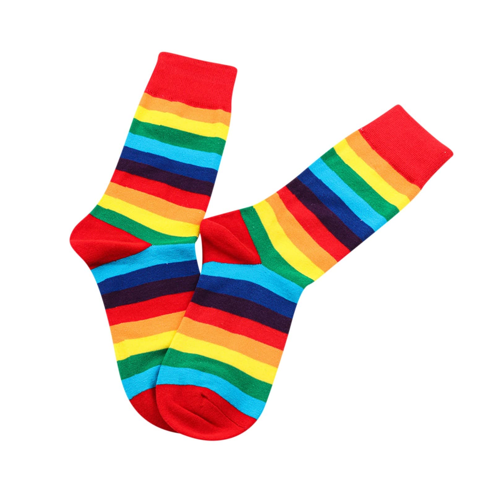 Men's Rainbow Stripe Casual Socks - Cotton Blend Breathable Ankle Socks for Everyday Wear (Red, One Size) - Perfect for Gym, Running & Daily Comfort