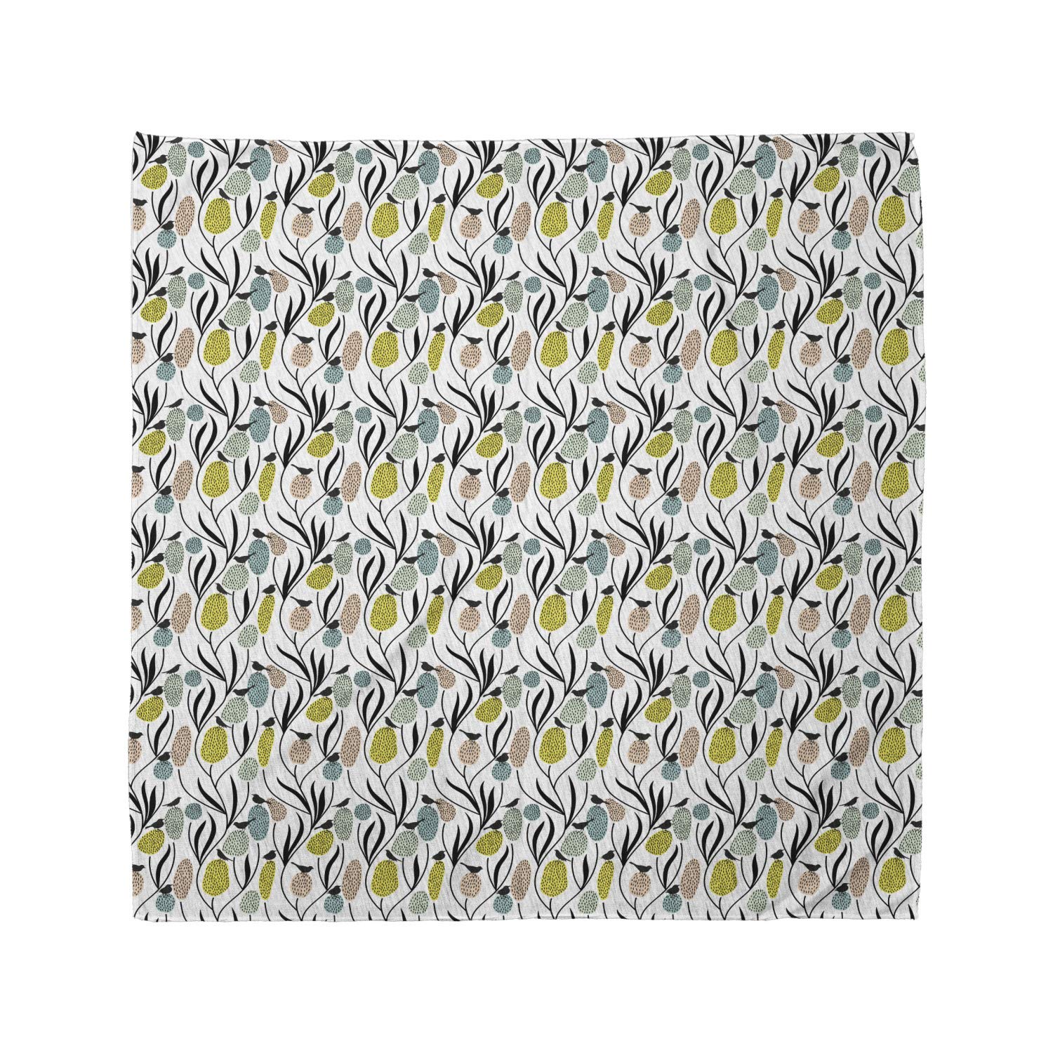 Ambesonne Spring Bandana - Birds & Abstract Plants Print, Unisex Head & Neck Scarf for Men & Women | Perfect for Outdoor Activities, Hiking, and Fashion Accessories