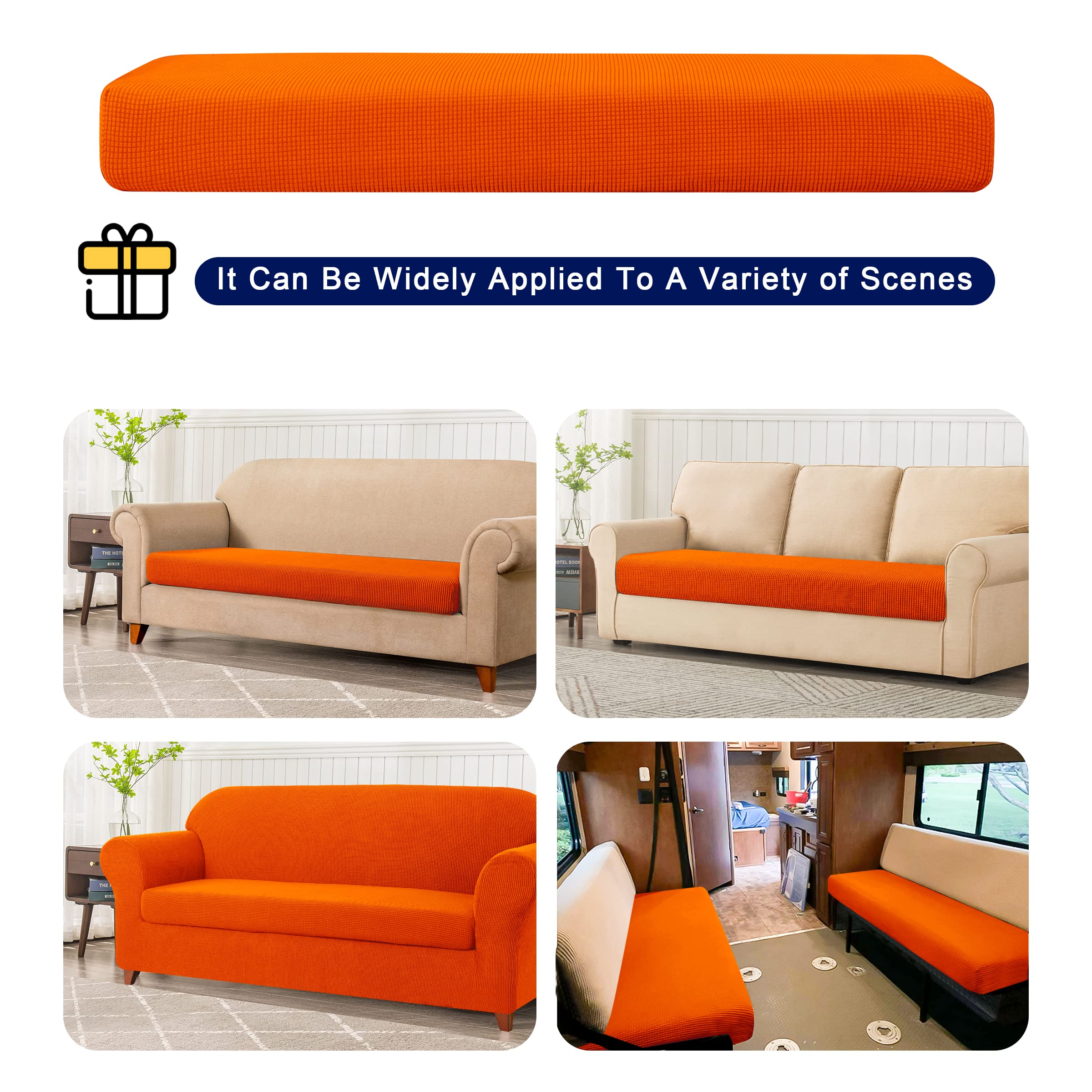 SUBRTEX Stretch Loveseat Sofa Slipcover - 2 Piece Washable Jacquard Fabric Couch Cover for 2-Seater Sofas, Soft Furniture Protector with Small Check Pattern (Orange) - Perfect for Living Room, Apartment & Home Decor