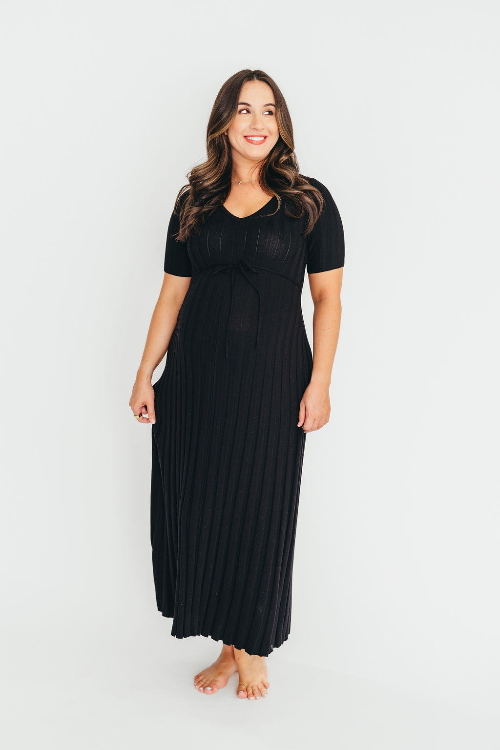 Oakley Ribbed Maxi Dress for Women - Bump Friendly Maternity Dress in Black | Perfect for Pregnancy, Nursing, and Everyday Comfort