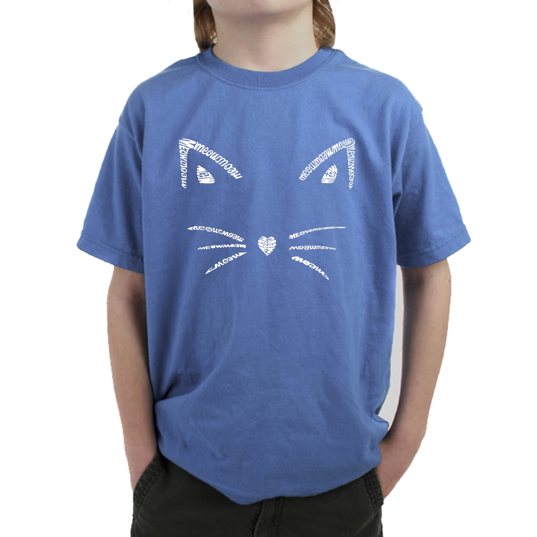 LA POP ART Boys Word Art Graphic T-Shirt with Whiskers Design - Trendy Casual Tee for Kids, School, and Playtime
