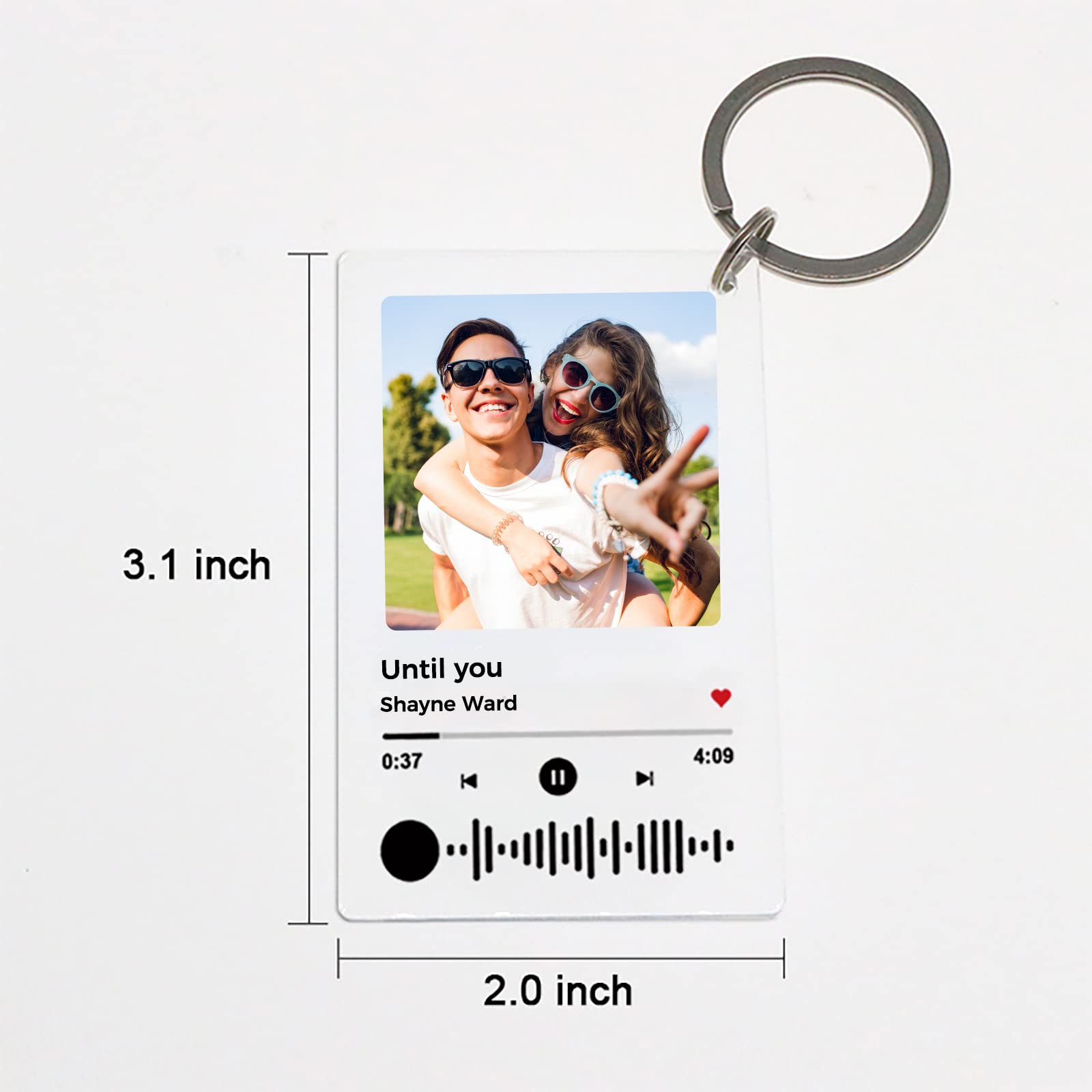 Custom Personalized Music Acrylic Keychain with Photo - Scannable Song Code - Engraved Name & Date - Perfect Gift for Anniversary, Birthday, Valentine's Day - Unique Music Lover Accessory for Keys, Bags & Backpacks