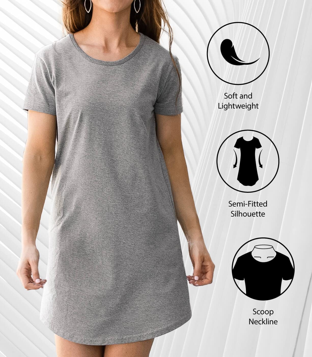 HYBRID APPAREL ACDC Women's Any Way Dress - Vintage Band T-Shirt Dress with Poster Texture - Perfect for Concerts, Music Festivals & Casual Wear