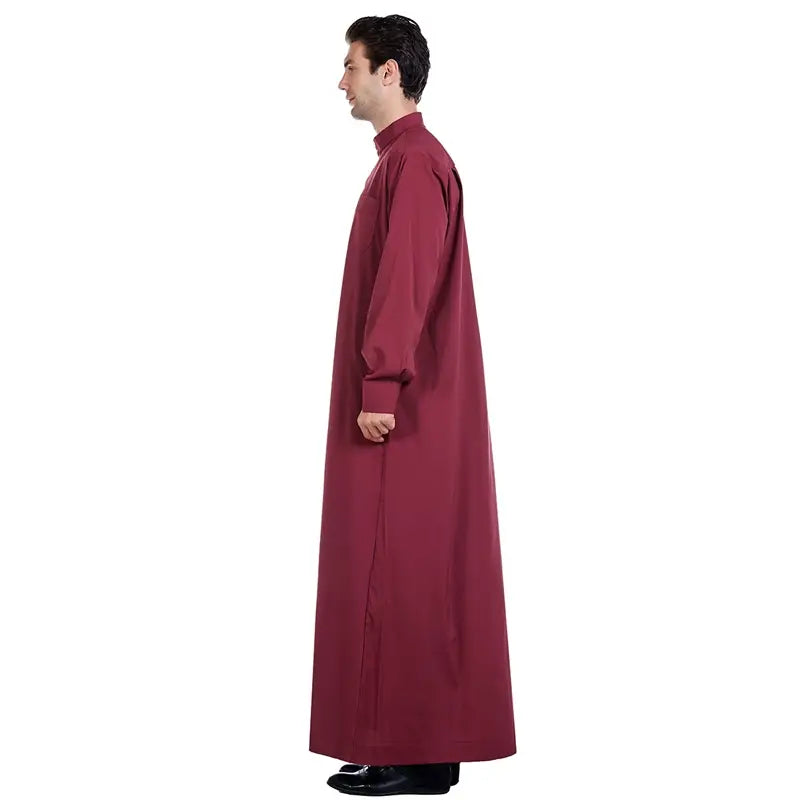 Authentic Middle Eastern Arab Men's Thawb with Stand-Up Collar | Traditional Thobe for Eid, Weddings & Special Occasions | Premium Quality Islamic Clothing for Men