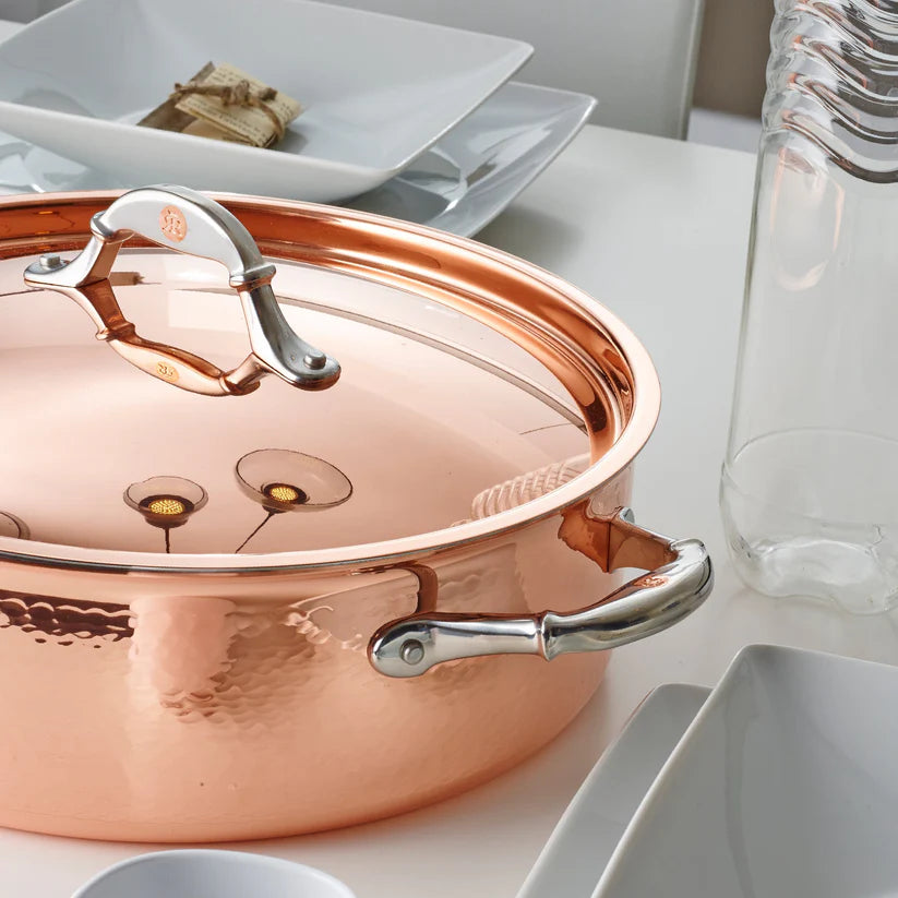 Ruffoni Symphonia 5 Qt Copper Braiser - Premium Italian Cookware for Searing, Braising & Roasting - Perfect for Stovetop to Oven Cooking & Elegant Dinner Parties