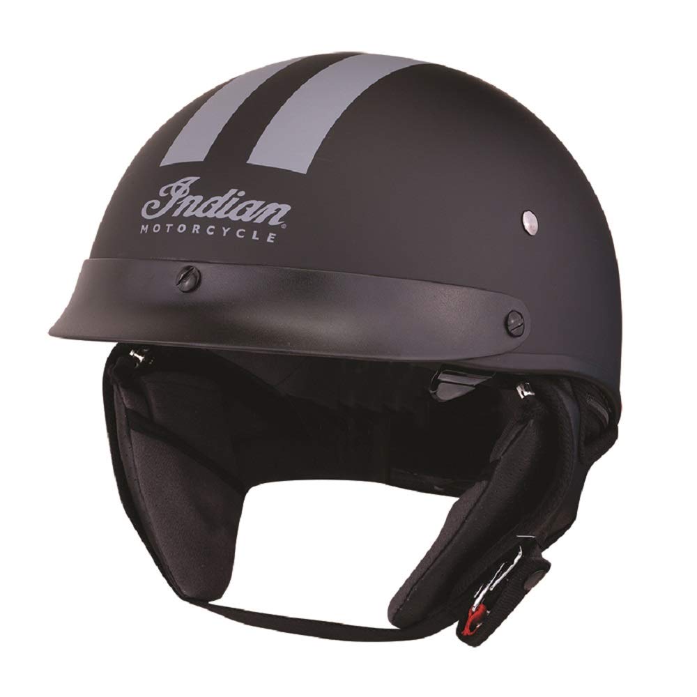 Indian Motorcycle Half Helmet with Gray Stripe - DOT Approved Lightweight Motorcycle Helmet for Men & Women - Perfect for Cruiser, Chopper & Street Riding