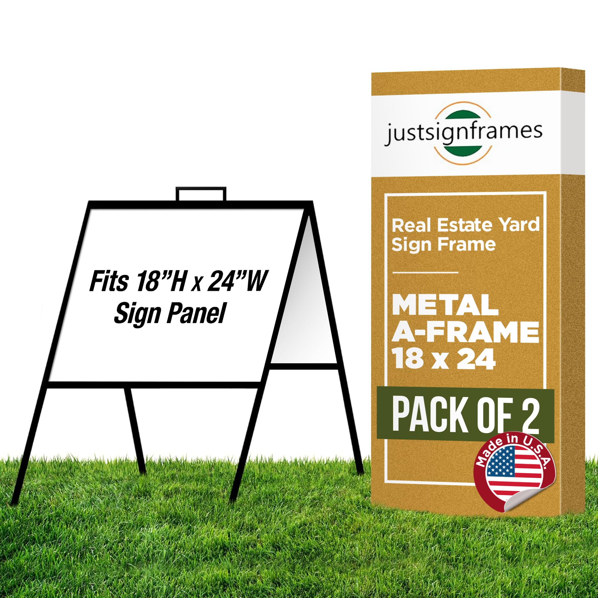 Portable A-Frame Sign Holder (2-Pack) - Folding Sidewalk Sign Stand for 18x24 Sign Panels - Ideal for Open Houses, Store Promotions & Outdoor Events - Black