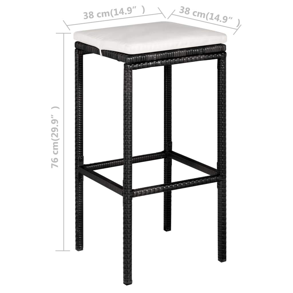 5-Piece Black Poly Rattan Outdoor Bar Set with Table & 4 Chairs, Cushions Included - Perfect for Patio, Garden, Poolside & Backyard Entertaining