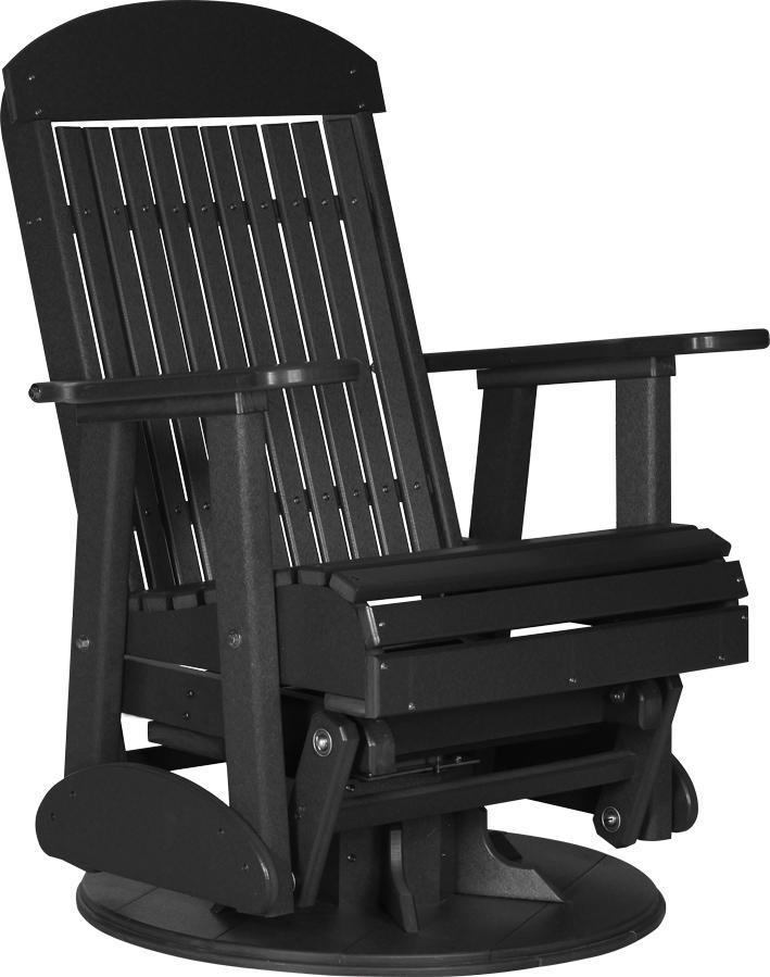 LuxCraft 2ft Classic Highback Recycled Plastic Swivel Glider Chair with Cup Holder - Outdoor Patio, Garden, Deck & Poolside Relaxation