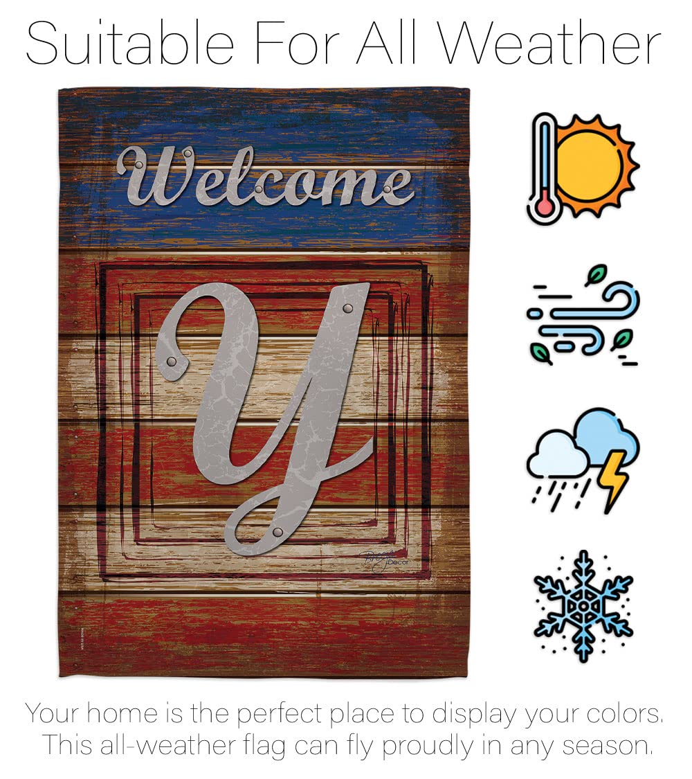 Y Initial Patriotic House Flag Set 28x40