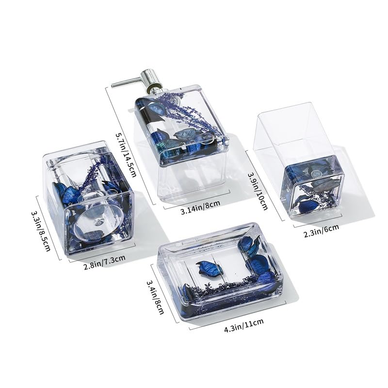 HBJWOV Floating Dried Flower Bathroom Decor Set - Hand Sanitizer Dispenser & Cotton Swab Holder for Spa-Like Bathroom Aesthetics | Perfect for Home Decor, Wedding Showers & Relaxing Self-Care Moments