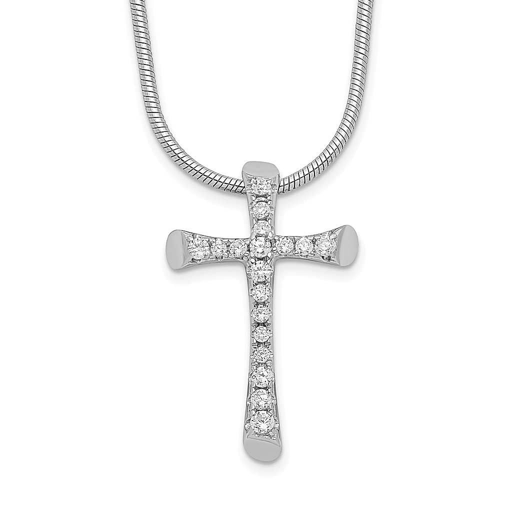 925 Sterling Silver 18-Stone Cross Pendant Necklace with Cubic Zirconia | Religious Jewelry for Women | Gift for Her | Perfect for Church, Weddings & Special Occasions