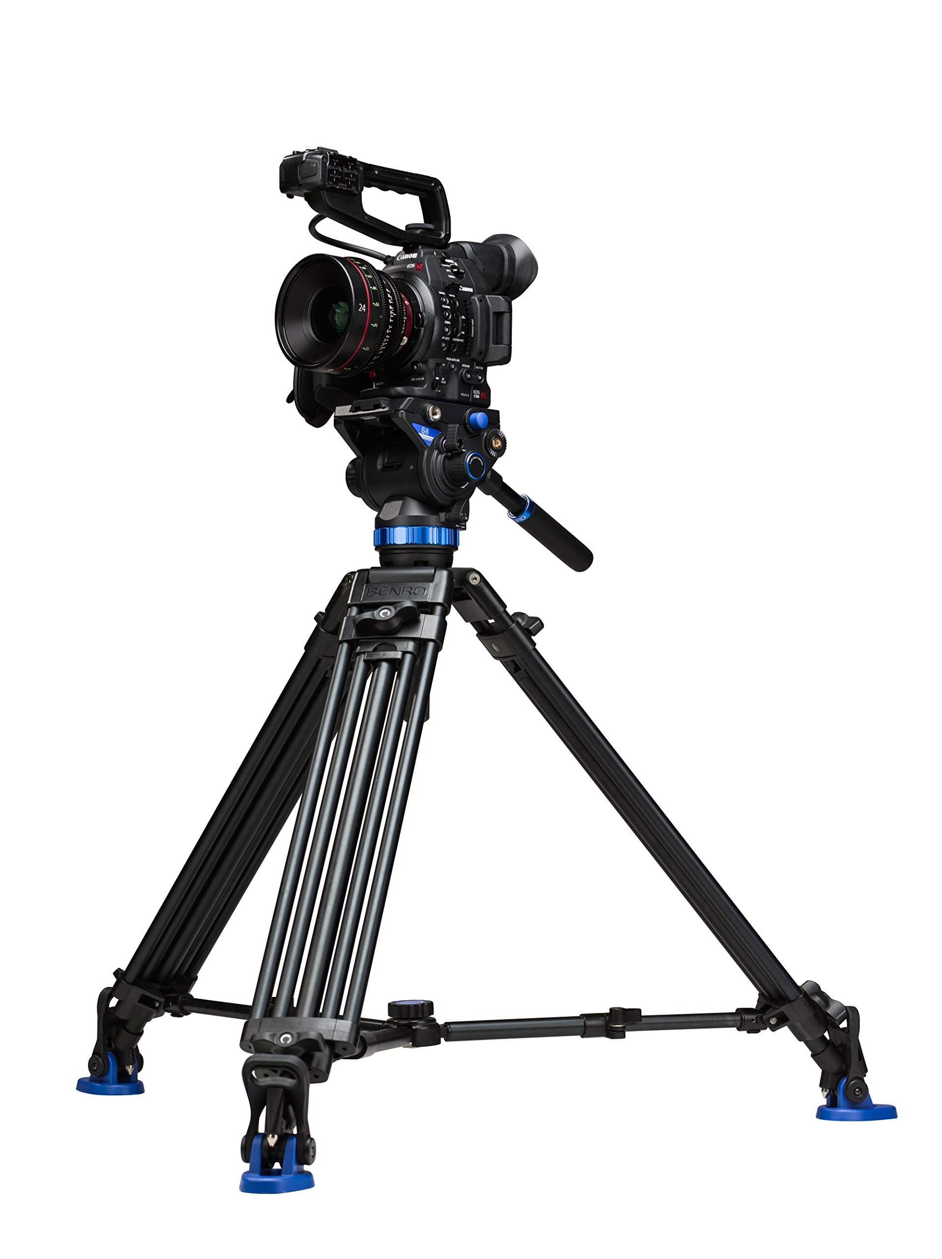 Benro A673TMBS8 S8 Tandem Video Tripod Kit (Black) - Professional Aluminum Tripod with Fluid Head for DSLR Cameras, Perfect for Filmmaking, Live Streaming & Outdoor Photography