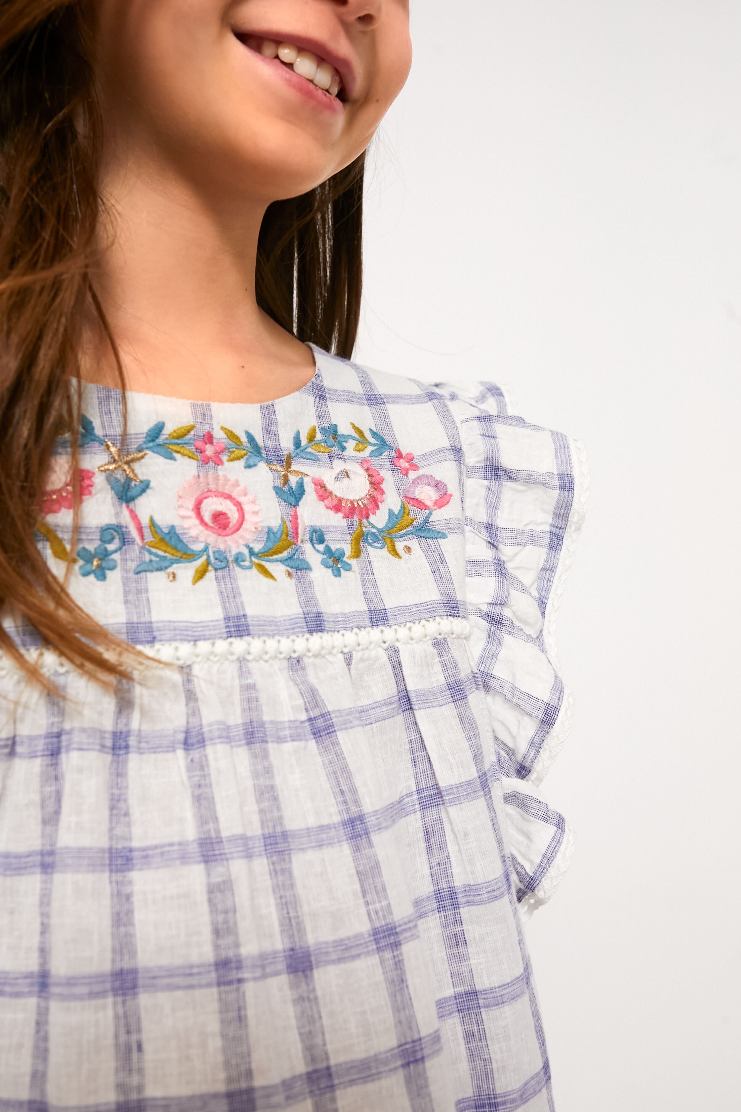 Blue River Check Mala Blouse - Stylish Women's Printed Tunic Top for Casual Wear & Boho Outfits | Perfect for Office, Date Night & Summer Vacation