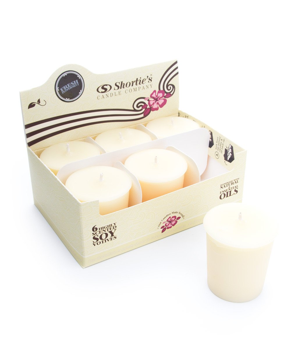 Fresh Peppermint Soy Votive Candles - Natural Fragrance Oil Scented - 6 Pack White Votive Candle Refills - Christmas Holiday Home Decor - Perfect for Relaxation, Aromatherapy & Festive Ambiance