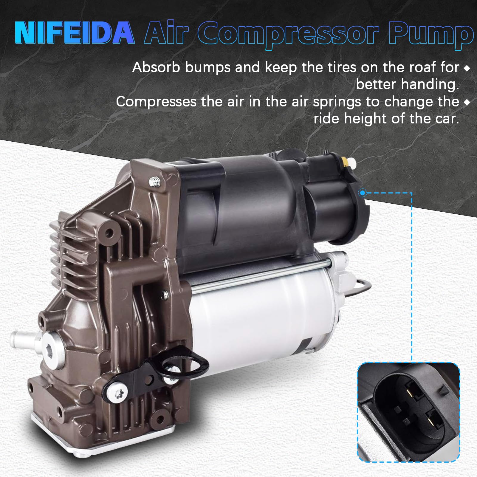 Nifeida 1643201204 Air Suspension Compressor Pump Replacement for 2006-2012 Mercedes Benz W164 X164 GL/ML Class (GL320 GL350 GL450 GL550 ML320 ML350 ML450 ML500 ML550 ML63 AMG) - Compatible with OEM 1643200004 1643200304 - Perfect for Smooth Ride & Off-Road Adventures