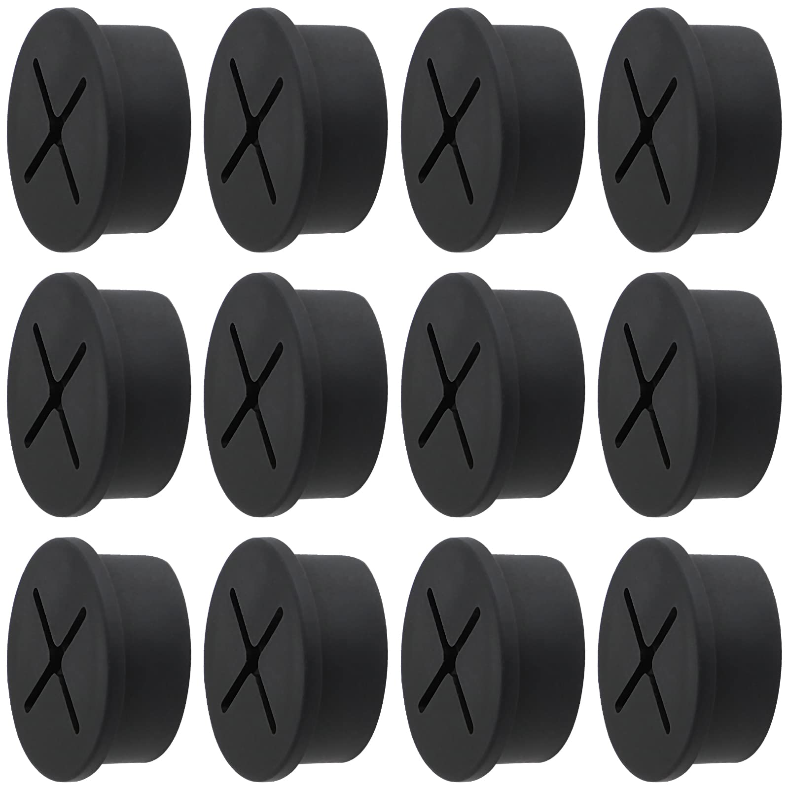 1 Inch Flexible Rubber Desk Grommet - 12 Pack Silicone Cable Cord Hole Cover for Wire Management on Desks, Tables & Furniture - Perfect for Home Office, Gaming Setup & Workspace Organization