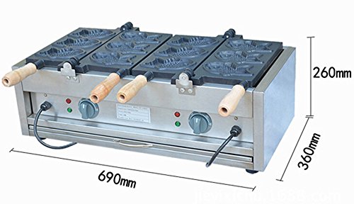 Nonstick Electric Taiyaki Fish Waffle Maker - 6-Cavity, 180° Opening, Dual Voltage (110V/220V) for Commercial & Home Use - Perfect for Japanese Desserts, Street Food Snacks, and Breakfast Cooking