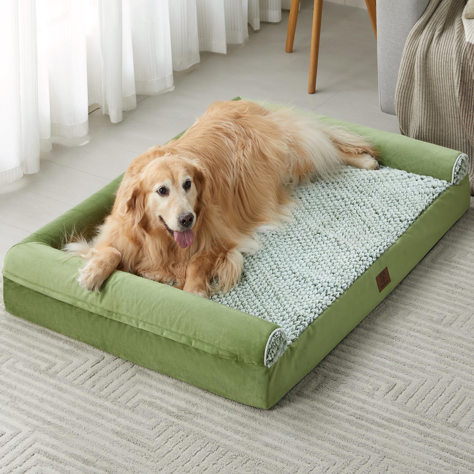 Orthopedic Dog Bed for Large Dogs - Egg Foam Sofa Bed with Removable Waterproof Cover - Comfortable Crate Mat for Medium & Large Breeds - Perfect for Home, Office & Pet Travel Use