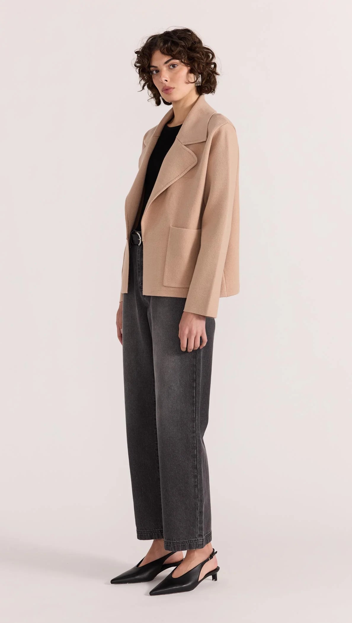 Aiden Women's Camel Crop Coatigan - Stylish Knit Cardigan for Fall & Winter - Perfect for Office, Date Night & Casual Outfits