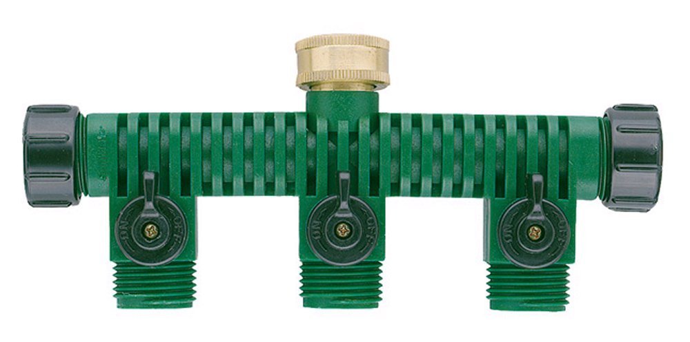 Plastic Hose Faucet Manifold - 4 Way Garden Water Splitter with Shut Off Valves for Outdoor Faucet, Lawn Sprinkler & Drip Irrigation System - Perfect for Gardening, Car Washing and Pet Cleaning