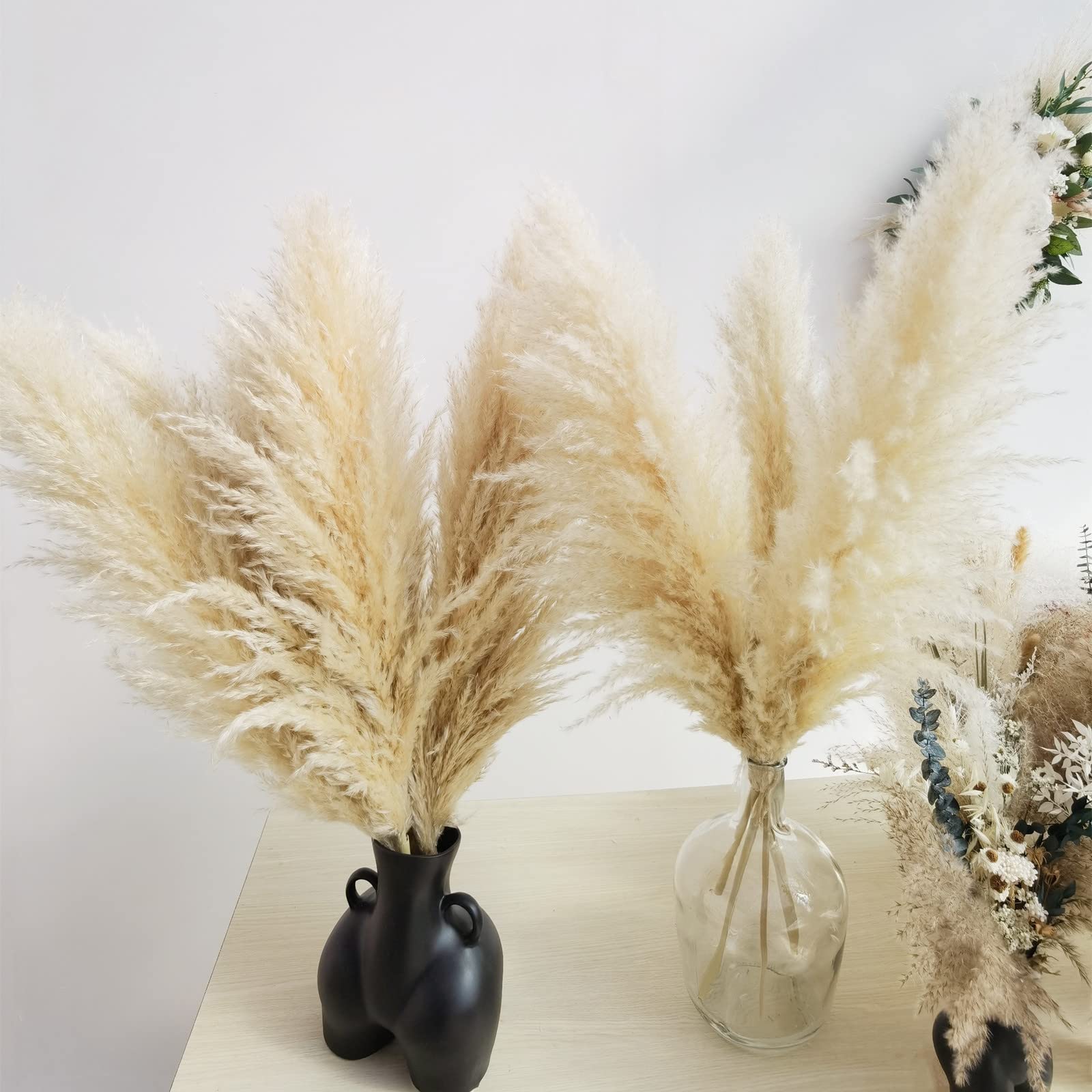 Natural Pampas Grass Bouquet - 4Pcs 35in Dried Boho Decor for Home, Wedding, Centerpieces & Rustic Farmhouse Styling