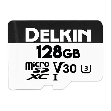 Delkin 128GB ACTION HYPERSPEED U3 V30 microSDXC Memory Card - High Speed for 4K Video, Action Cameras, Drones & Gaming - Fast Data Transfer & Reliable Storage