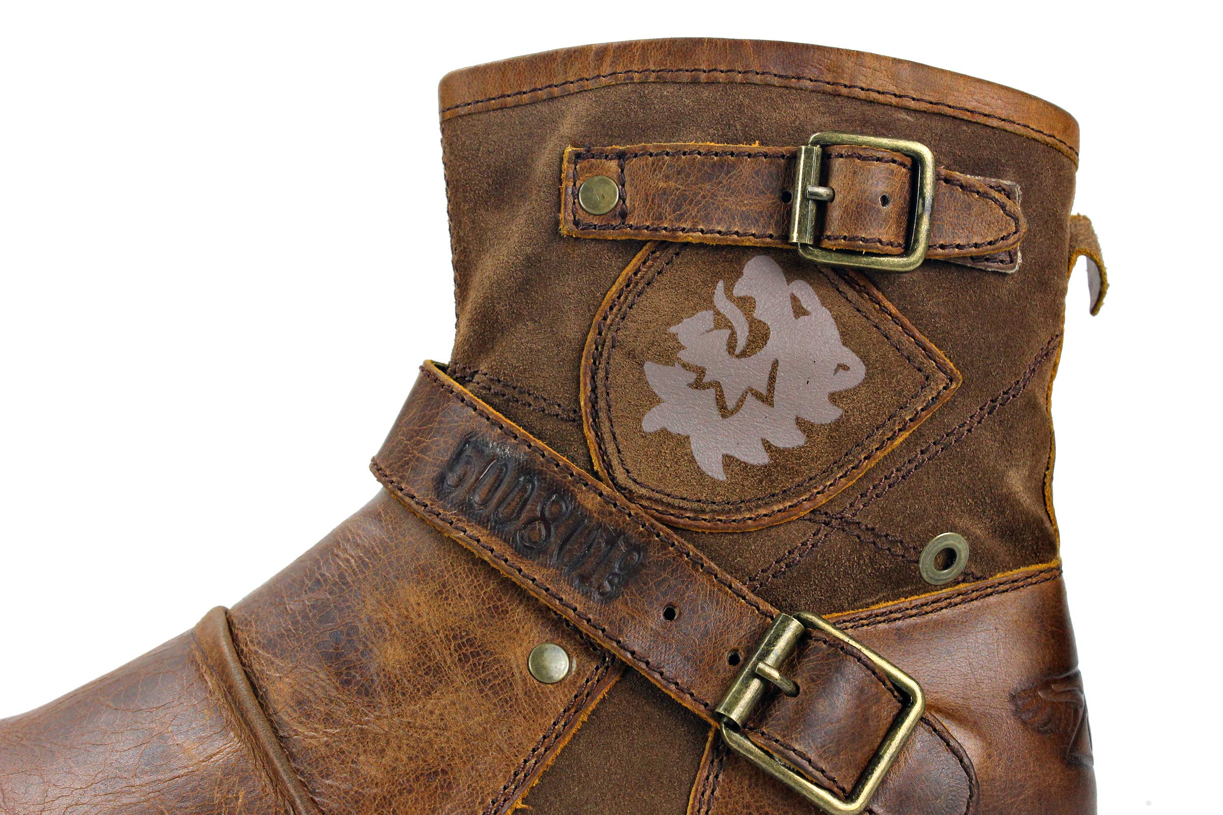 OSSTONE Men's Fashion Moto Boots - Zipper-Up Leather Chukka Boots Casual Shoes OS-5008-1 in Camouflage Green | Perfect for Motorcycle Riding, Outdoor Adventures & Street Style