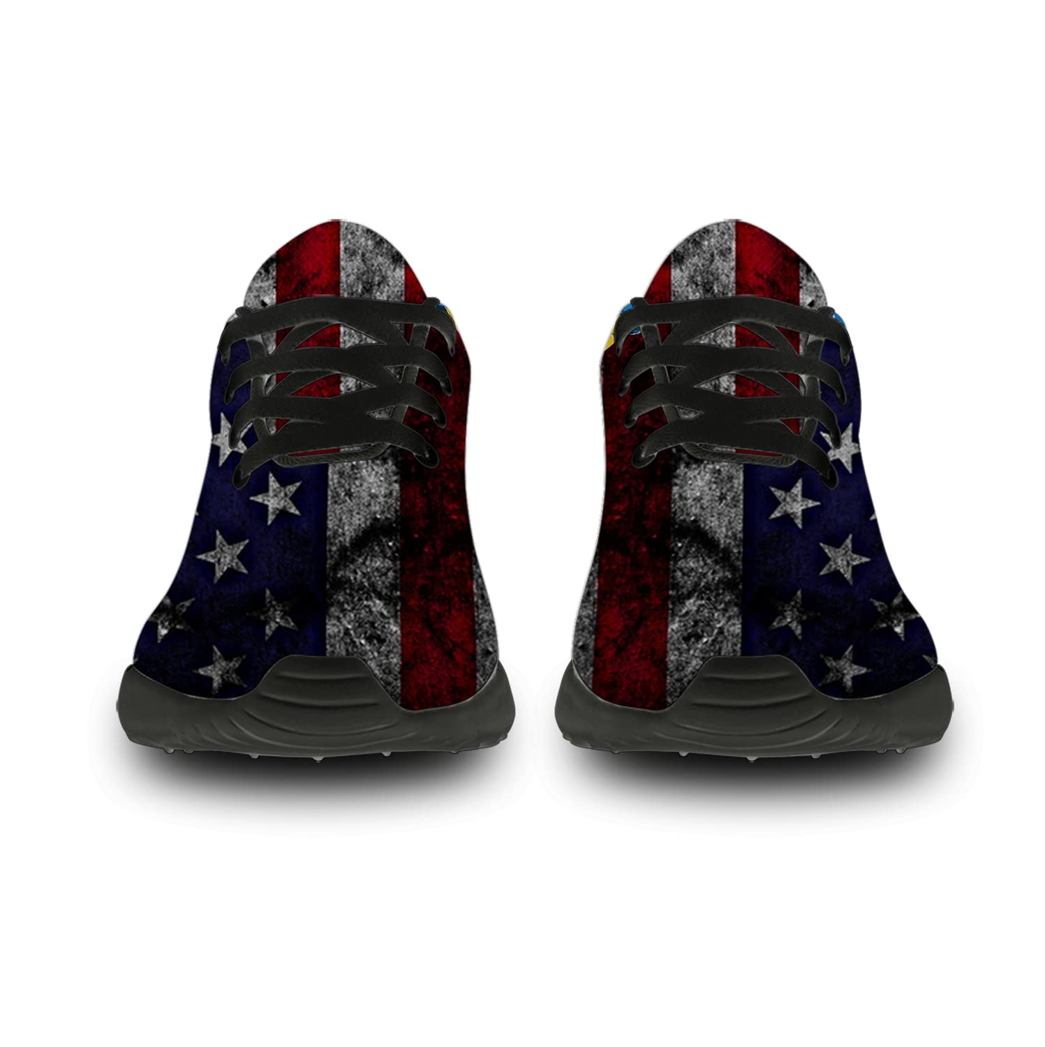 **American Flag Patriotic Sneakers for Men & Women - USA Flag Eagle Printed Running Walking Tennis Shoes - Comfortable Athletic Shoes for Outdoor Sports & Casual Wear - Size 10.5 Men/12 Women Black**