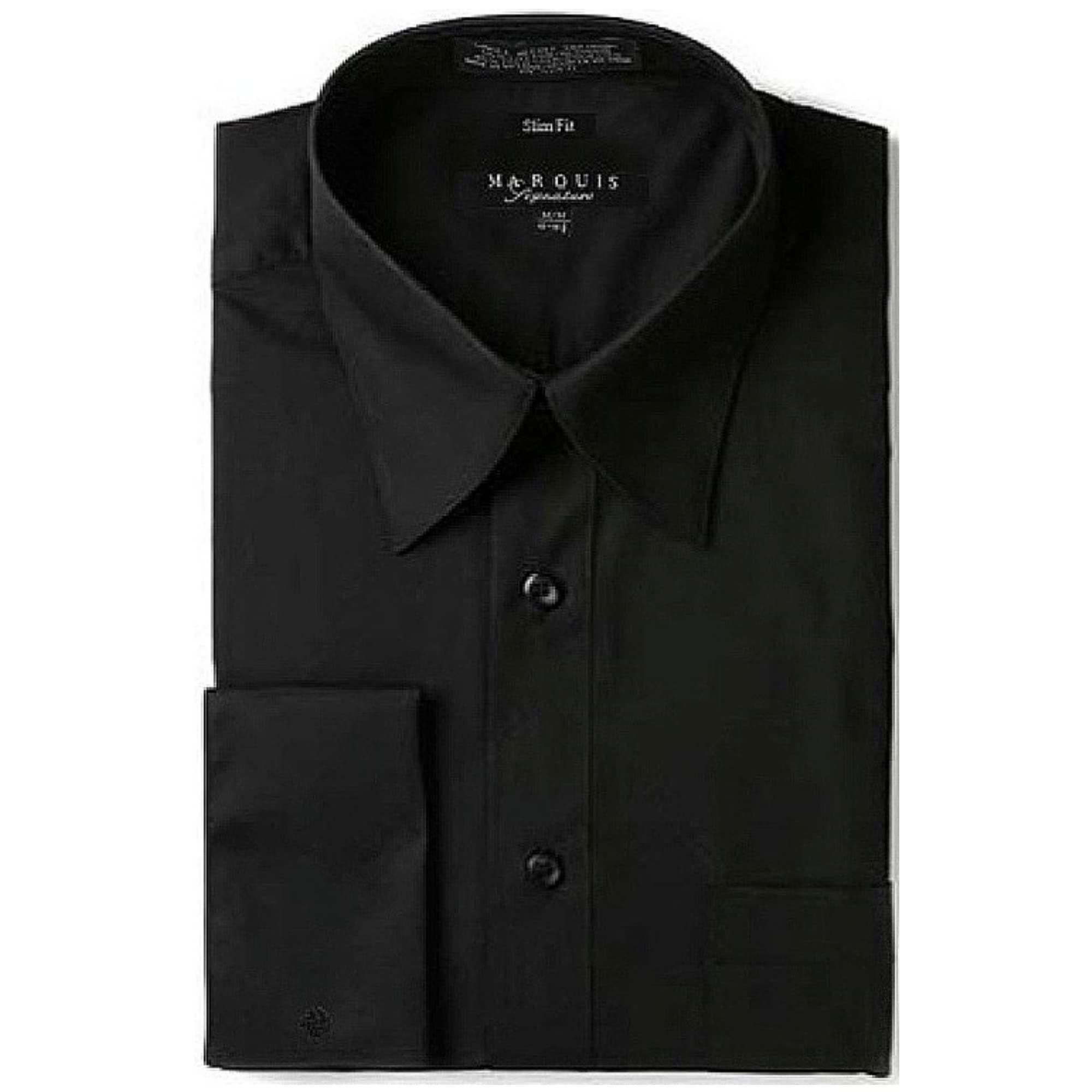 Premium Marquis Men's Slim Fit French Cuff Dress Shirt with Included Cufflinks - Formal Business Attire for Office, Weddings & Special Occasions
