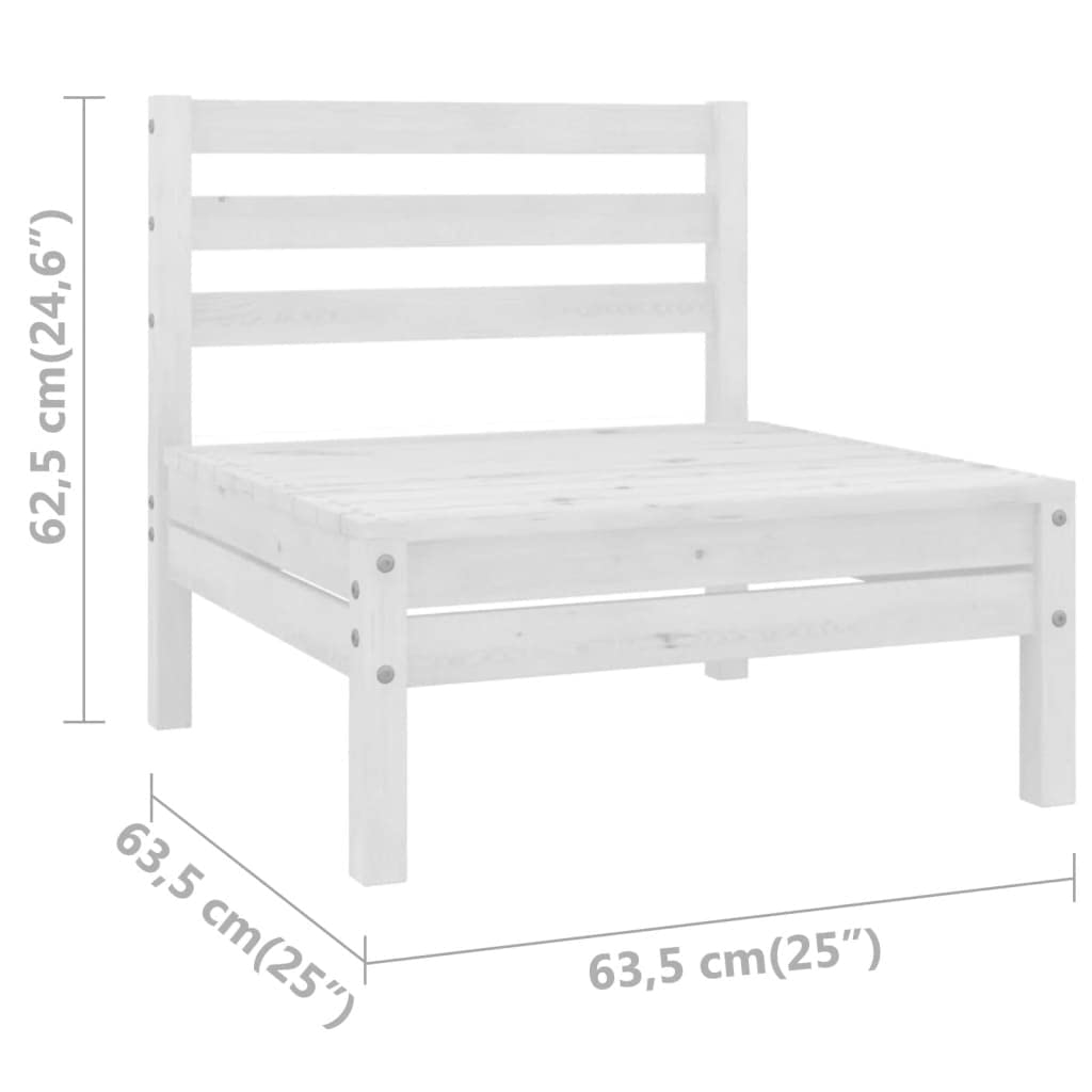 All-Weather White Solid Pinewood Patio Middle Sofa - Outdoor Garden Sofa Set for Deck, Balcony, Lawn & Backyard - Durable Wooden Furniture for Relaxing & Entertaining