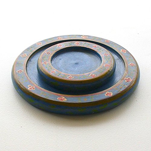 Hand-Painted Blue Ceramic Candle Plates - Large Decorative Tray for Wedding Centerpieces, Home Decor & Gift Giving