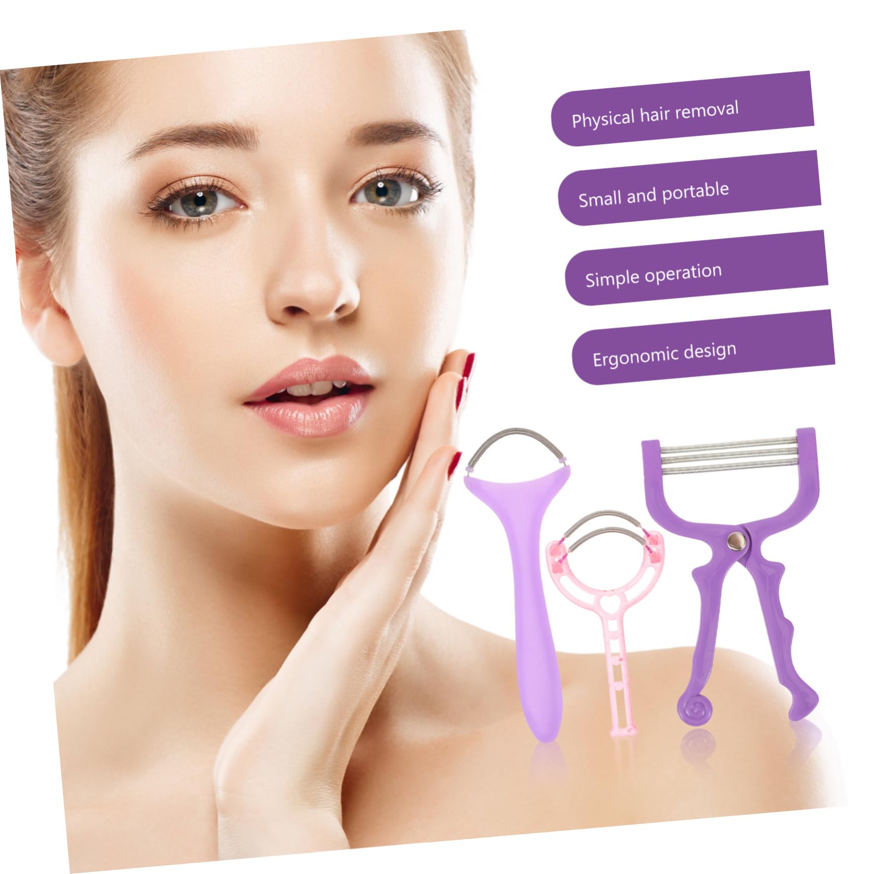 3PCS Facial Hair Remover Spring for Women - Chin, Lip & Face Hair Epilator - Stainless Steel Hair Trimmer & Tweezers - Perfect for Smooth Skin at Home or Travel