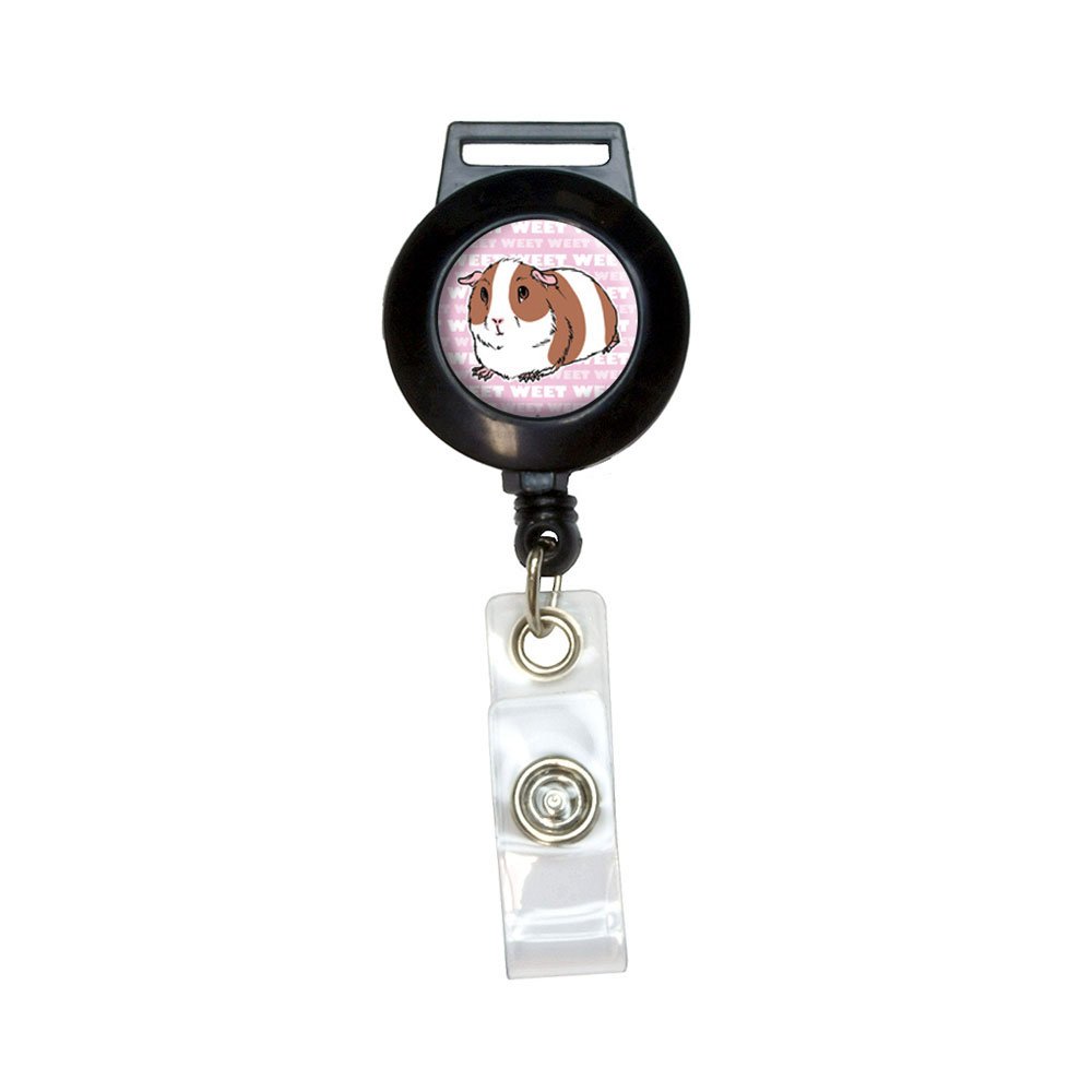 Retractable ID Badge Holder with Pink Lanyard for Guinea Pig Owners - Perfect for Pet Lovers, Vet Visits & Small Animal Caregivers