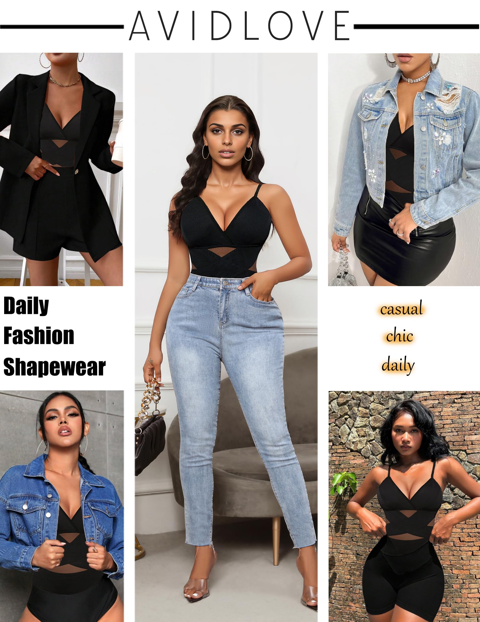**Avidlove Women's Shapewear Bodysuit - Tummy Control Slimming Body Shaper with Snap Crotch - Plus Size Seamless Underwear for Everyday Wear & Special Occasions**
