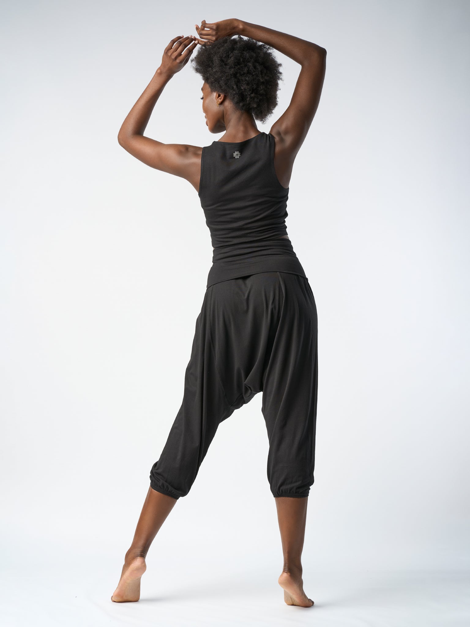Gossypium Retreat Harem Pants for Women - Soft Cotton Lounge Pants - Comfortable Black Boho Pajama Bottoms for Yoga, Meditation & Home Relaxation
