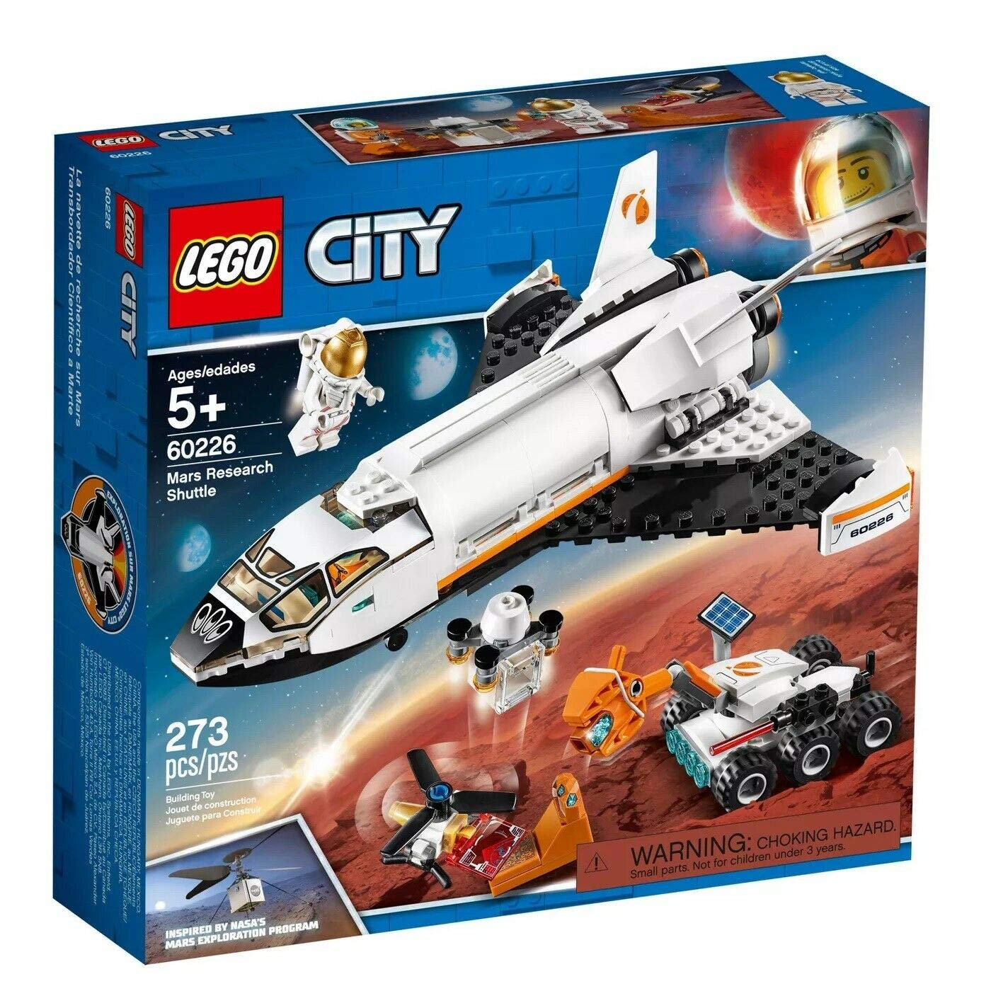 LEGO City Space Mars Research Shuttle 60226 Building Kit with Mars Rover & Astronaut Minifigures - 273-Piece STEM Toy for Kids, Boys & Girls - Perfect for Space Exploration Play & STEM Learning Activities