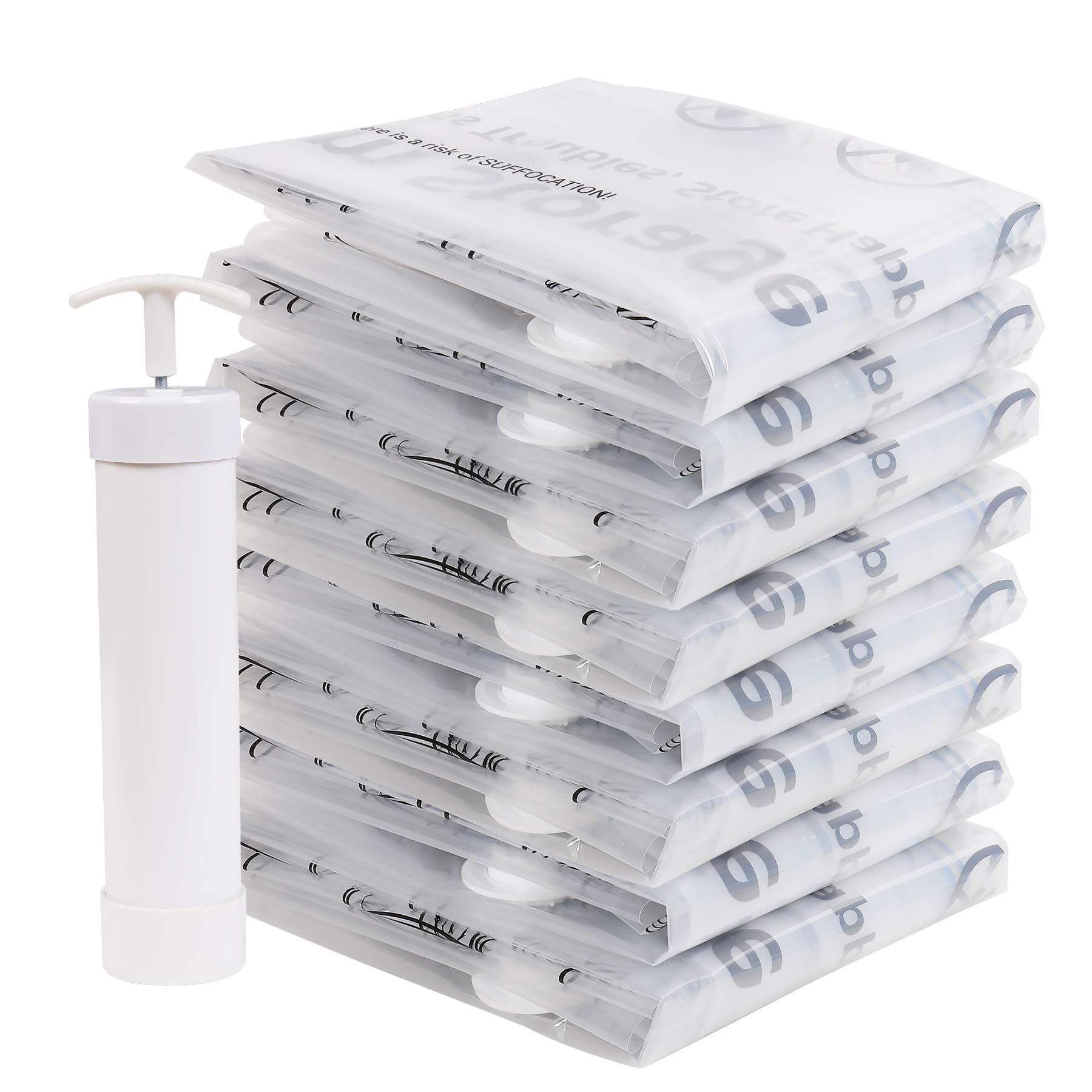 Vacuum Storage Bags for Clothes & Bedding - Space Saving Compression Bags with Double-Zip Seal, No Pump Needed (White) - Perfect for Seasonal Storage, Travel & Home Organization