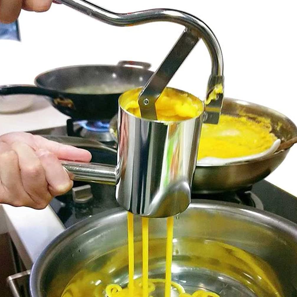 DOITOOL Stainless Steel Manual Noodle Maker - Durable Pasta Press Machine for Homemade Dumplings, Ramen & Spaghetti - Perfect for Kitchen, Camping & Italian Cooking