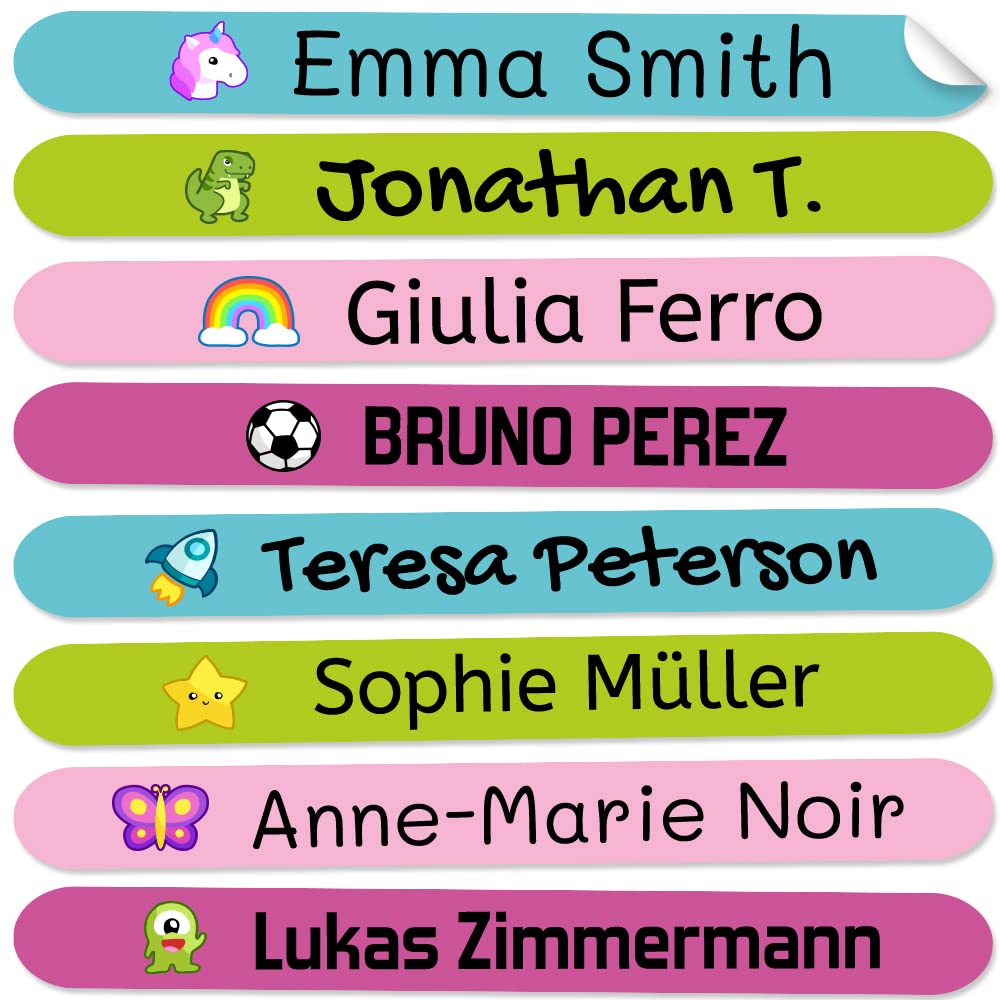 50 Personalized Waterproof Mini Adhesive Name Labels - 1.81 x 0.23 Inch Custom Stickers for School, Daycare & Organizing Small Items - Perfect for Kids' Supplies, Water Bottles & Lunch Boxes