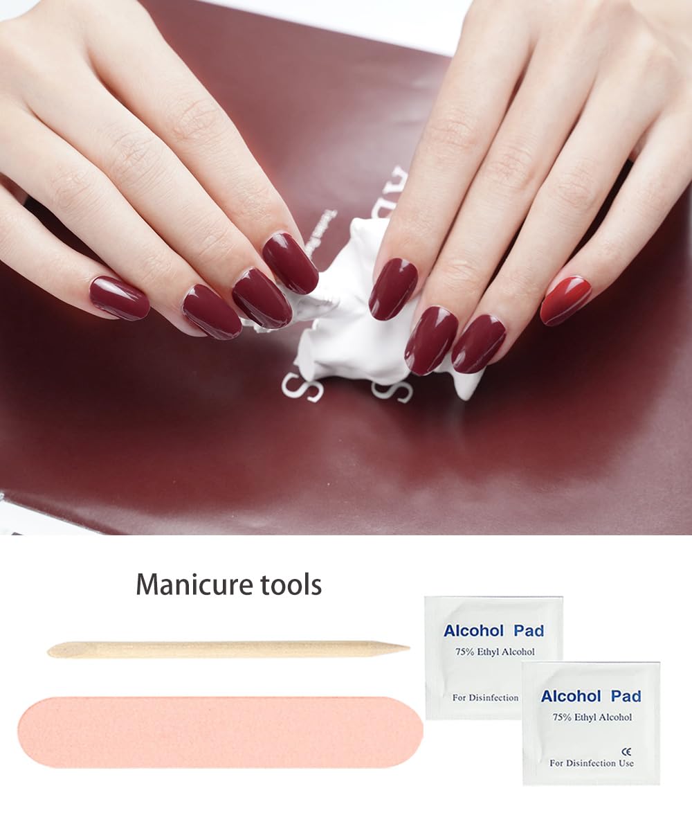 Wahrshei UV Nail Stickers - Wine Red Gel Nail Art Decals | 20 Self-Adhesive Nail Films for Salon & DIY Manicure | UV Gel Nail Stickers, Stencils & Decals for Professional & Home Nail Art | Perfect for Parties, Weddings & Special Occasions