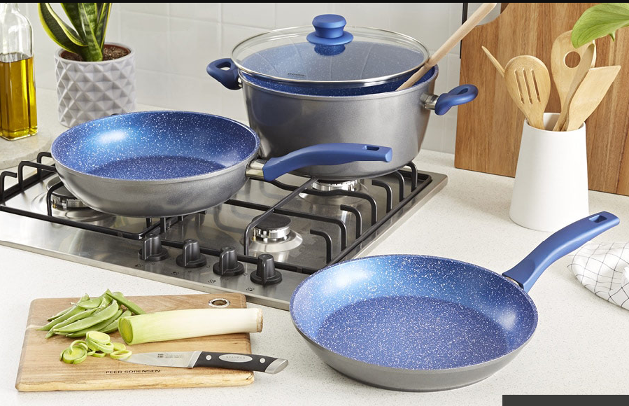 Bluestone® Plus 4-Piece Nonstick Cookware Set - Pots and Pans for Frying, Boiling & Sauteing - Perfect for Home Kitchen Cooking & Meal Prep