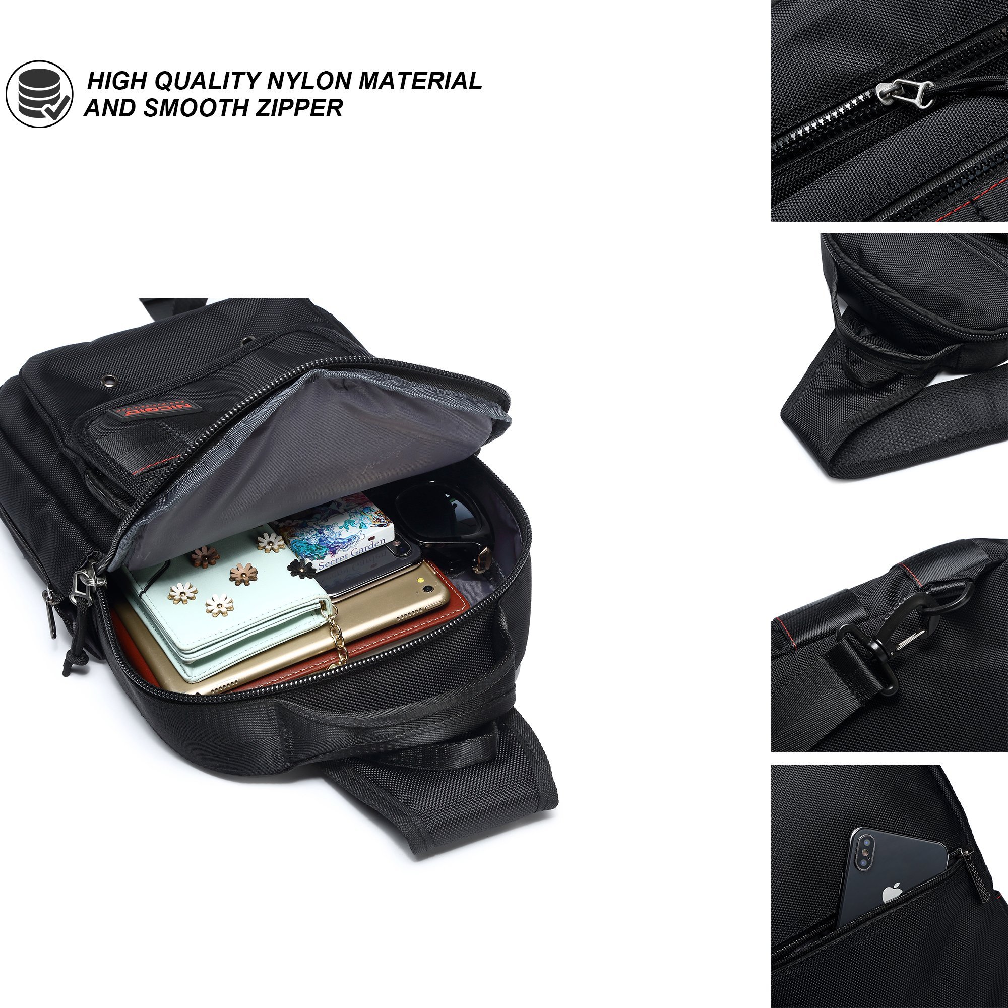 NICGID Sling Backpack for Men & Women - Crossbody Chest Bag for Travel & Outdoor