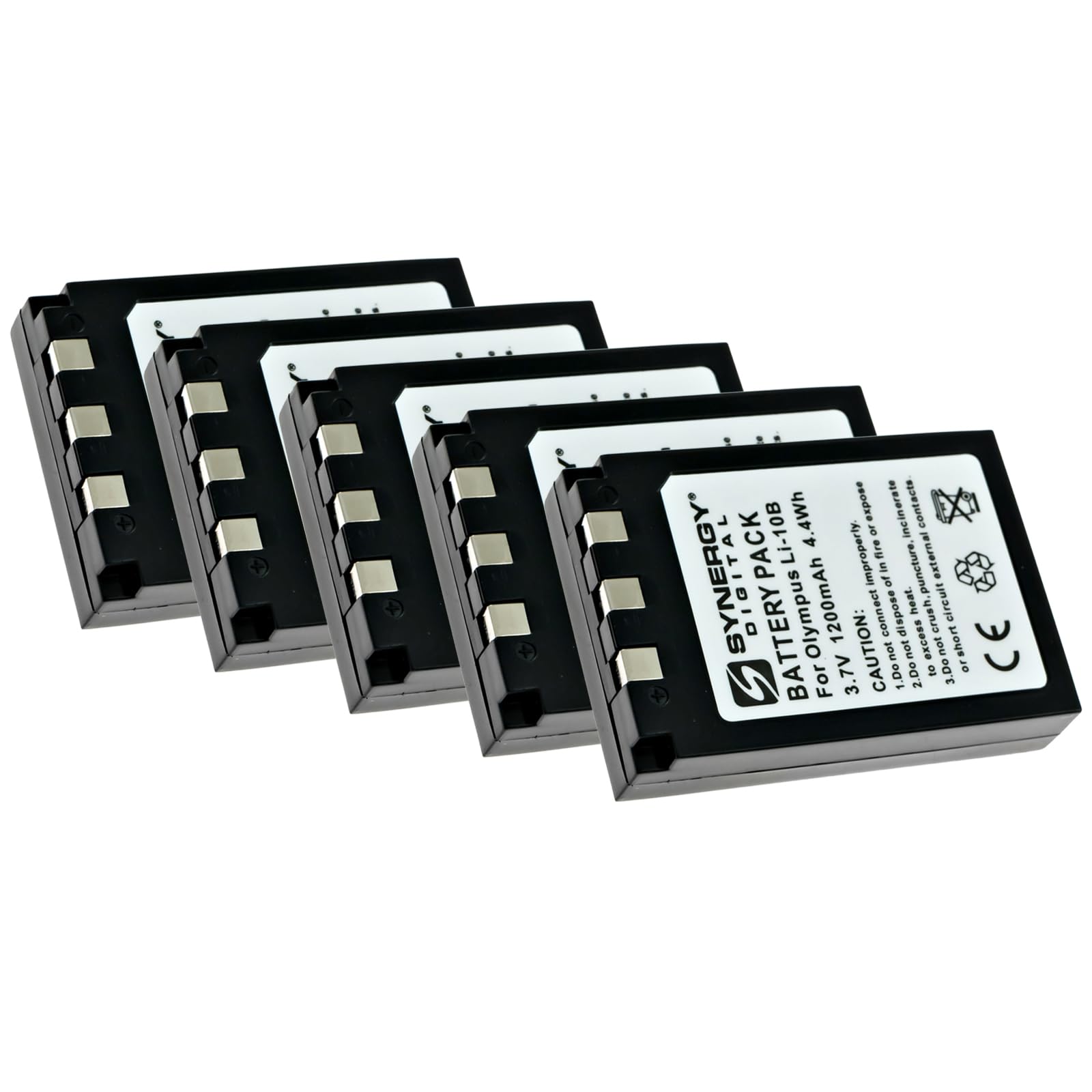 Synergy Digital Replacement Camera Batteries - 5 Pack for Olympus LI10, LI-10B, DDLI-10B, LI-11B, LI-12B - 3.7V 1090mAh Li-ion Battery - Perfect for Travel Photography & Backup Power